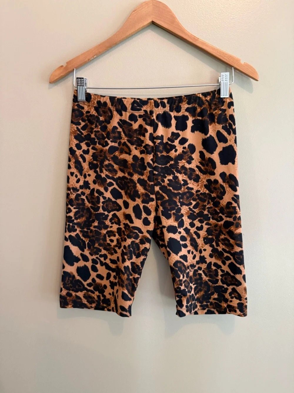 ZENANA Leopard-Print Bike Shorts in Brown and Black
